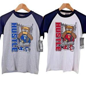 Quad Seven Boys 12/14 HUSTLE Bear‎ T-shirt Lot of 2